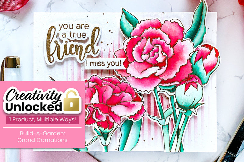 Creativity Unlocked Feat. Build-A-Garden: Grand Carnations | A Stunning Floral Watercolor Card