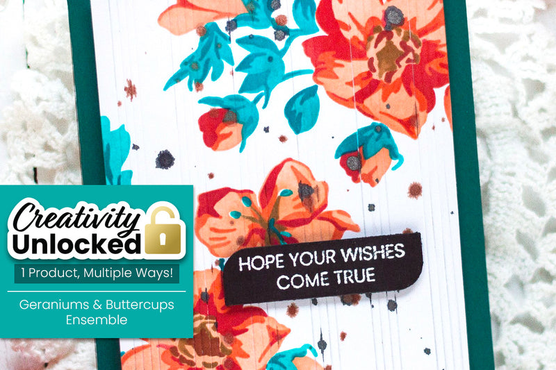 Creativity Unlocked Featuring Geraniums and Buttercups Ensemble | Colorful Birthday Card Idea