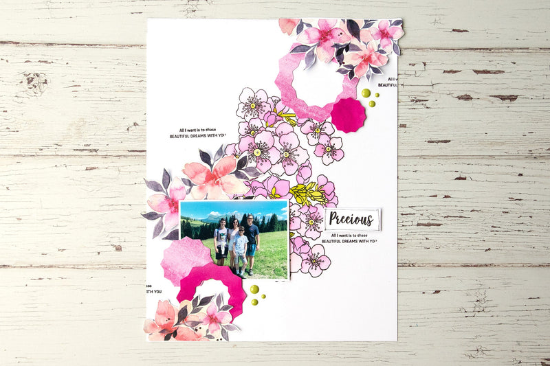 How to Combine Geometric Shapes with Flowers on a Scrapbook Layout (with Video Tutorial!)