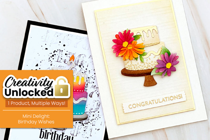 2 Stunning Cake Cards with Mini Delight Birthday Wishes | From Grunge to Elegance