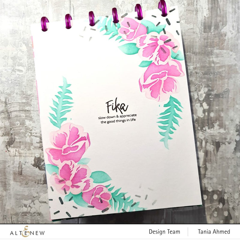 Floral Stenciled Art Journal Page