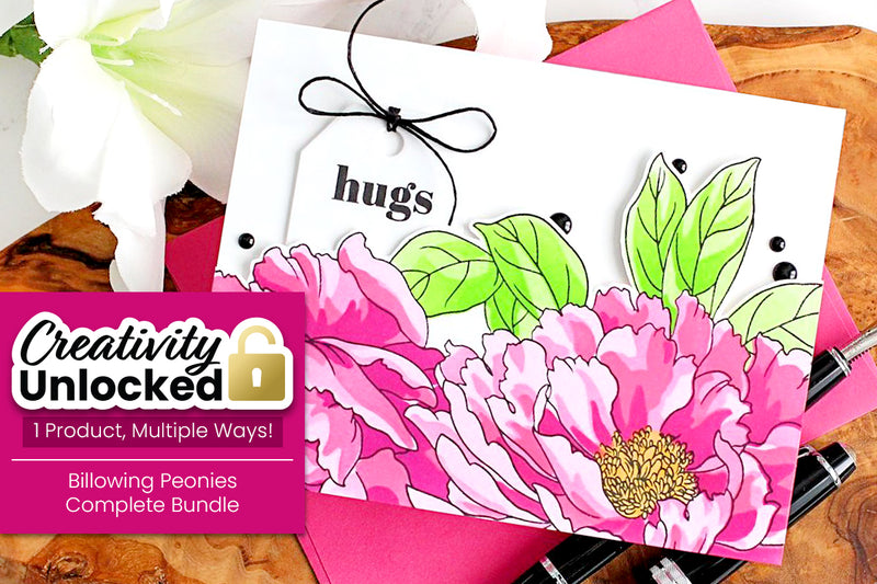 Creativity Unlocked feat. Billowing Peonies Complete Bundle | Hidden Tag Design (with Video Tutorial)