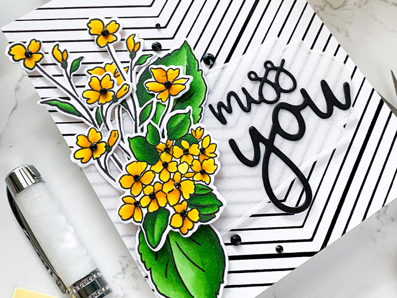 Easy Miss You Card | Black, White, and Yellow All Over!