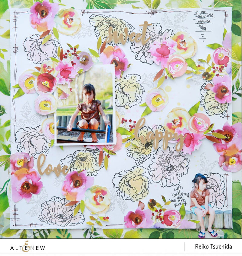 Mixed Flowers Layout feat. Beautiful Peony and Painted Fantasy