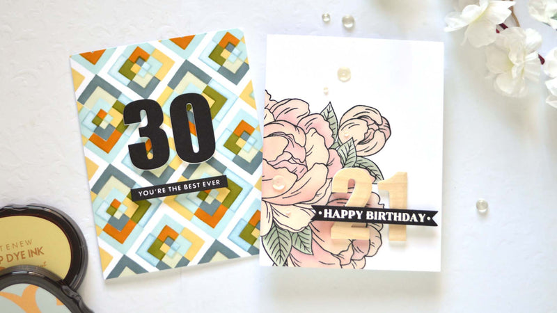 2 Special Birthday Card Ideas with Bold Numbers! | Take 2 with Therese (with Video Tutorial!)