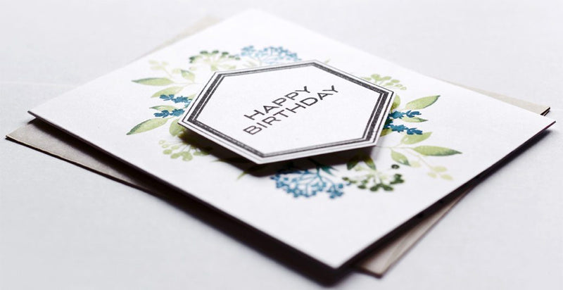 CAS Floral Birthday Card with Geo Frames Stamp Set