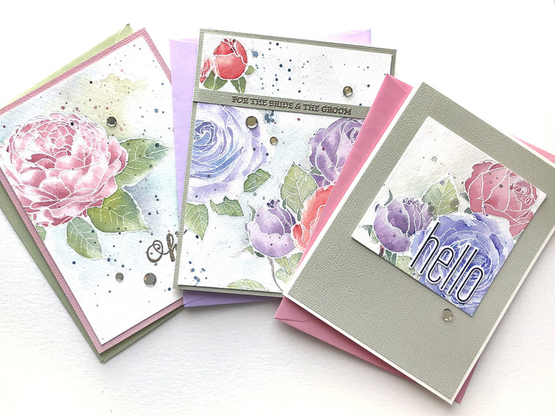 3 Cards with Fresh Cut Roses – Stamp Set Focus