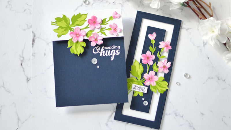 2 BEAUTIFUL Cards Using the Hill Blossoms Stencil & Dies! | Take 2 With Therese + Video