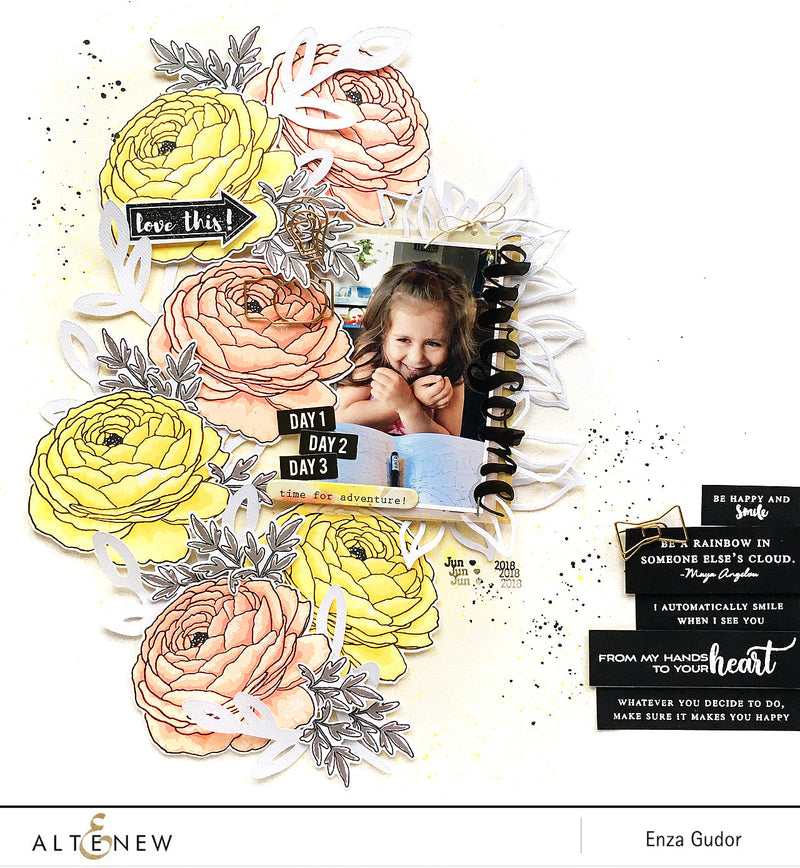 Layout with Build-A-Flower: Ranunculus Stamp Set
