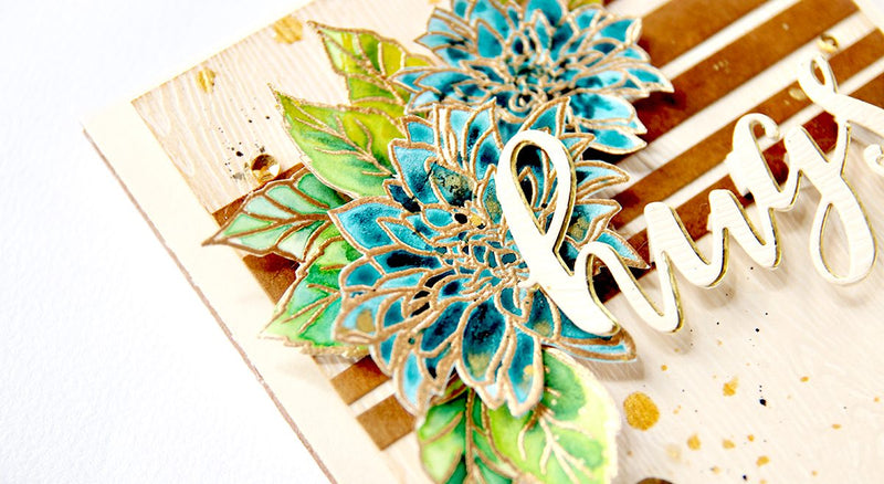 Card with Blooming Bouquet Florals in Gold
