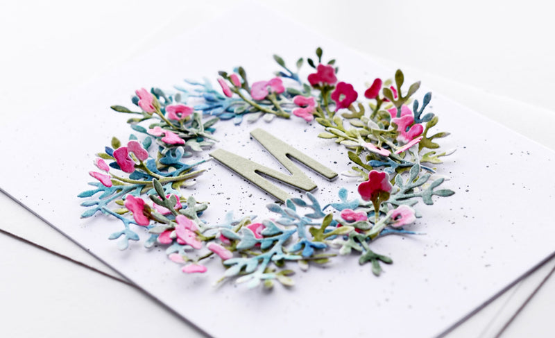 Watercolor Monogram Card With Die-Cuts Only