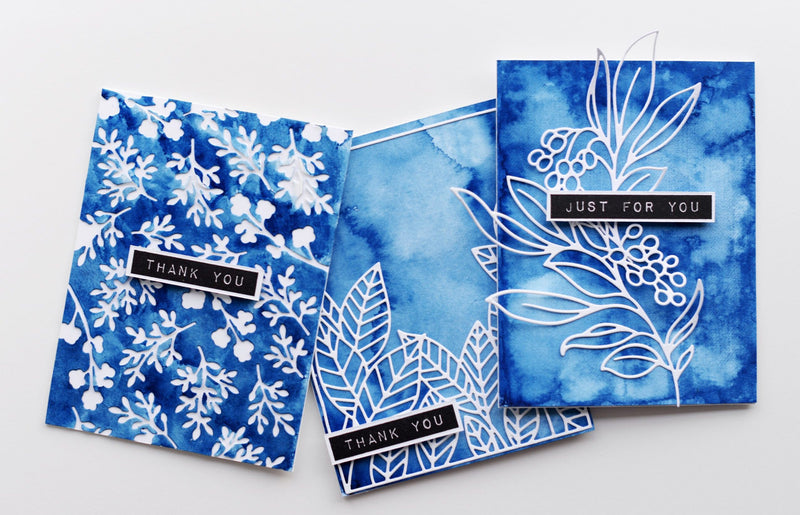 Three Simple Watercolor Cards Inspired by Blueprints