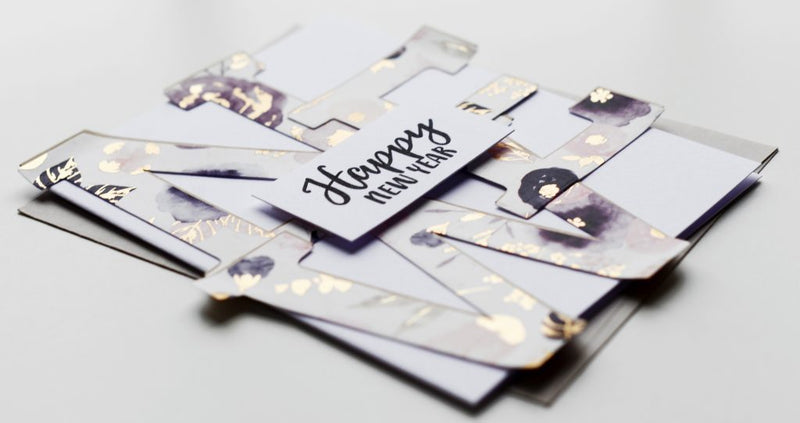 Happy New Year Card with Mega Alphabet Dies