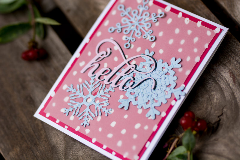 Hello Winter Card with Layered Snowflakes