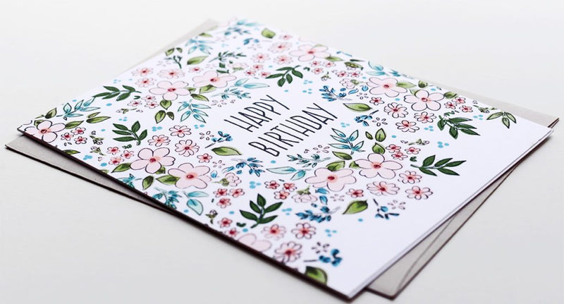 Floral Birthday Card with Ditsy Print Stamp Set