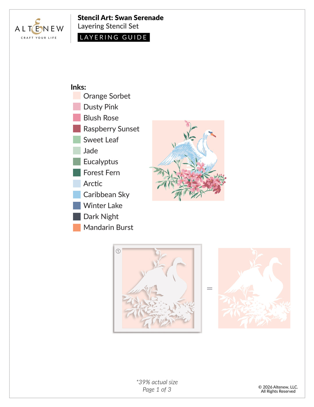 Stencil Art: Swan Serenade Layering Stencil Set (6 in 1) - Altenew