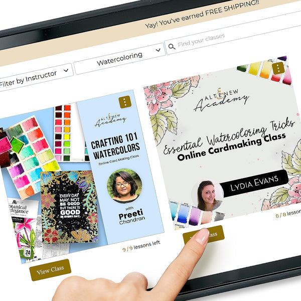 {"type":"root","children":[{"type":"paragraph","children":[{"type":"text","value":"Start with the included online classes to learn everything about watercolor."}]}]}