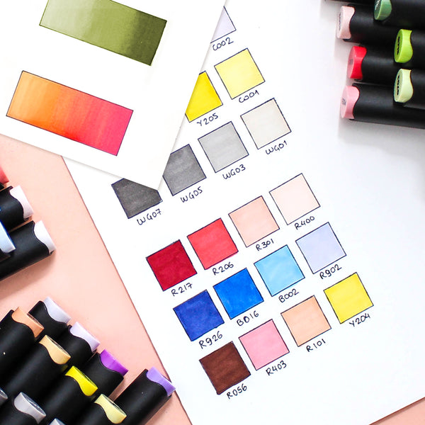{"type":"root","children":[{"type":"paragraph","children":[{"type":"text","value":"Test Your Colors:","bold":true},{"type":"text","value":" Color a small scrap piece to see how the ink looks when it mixes."}]}]}