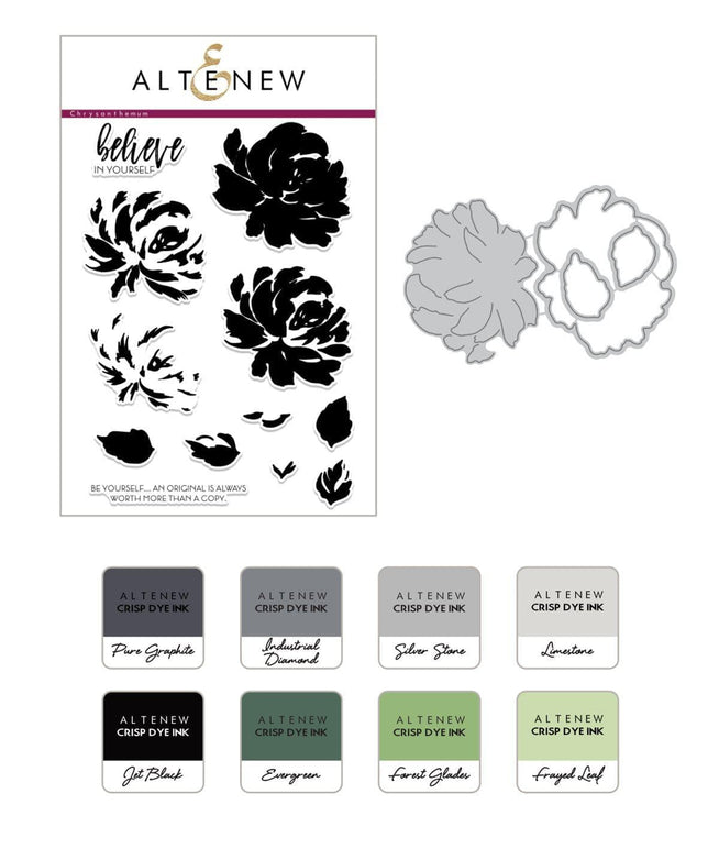 Altenew Build-A-Flower Set Build-A-Flower: Chrysanthemum Layering Stamp & Die Set & Ink Bundle