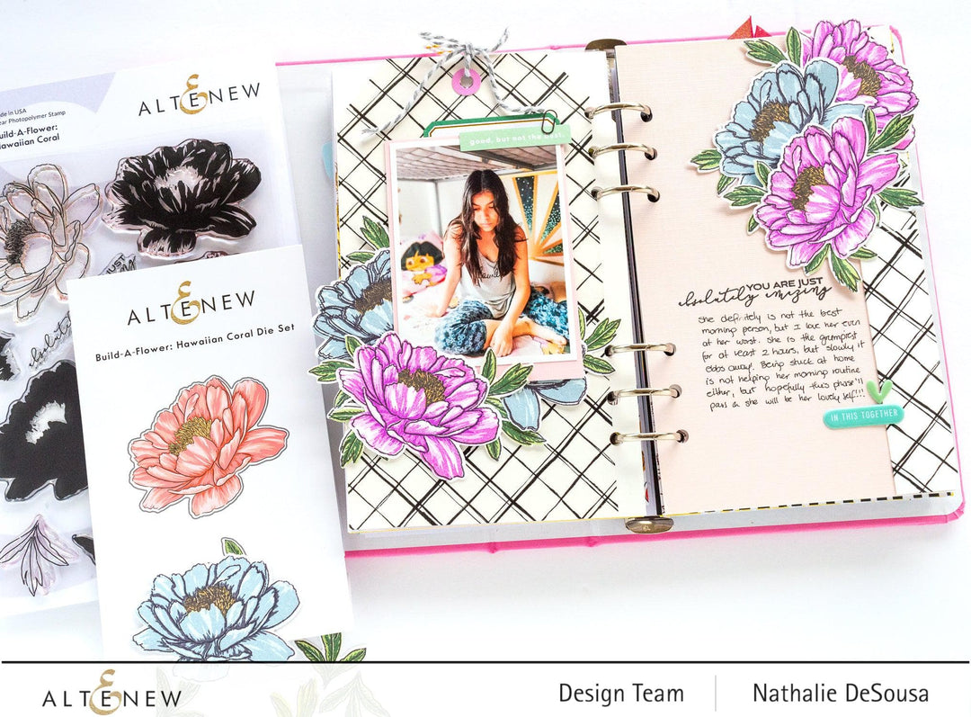 Altenew Build-A-Flower Set Build-A-Flower: Hawaiian Coral Layering Stamp & Die Set & Ink Bundle