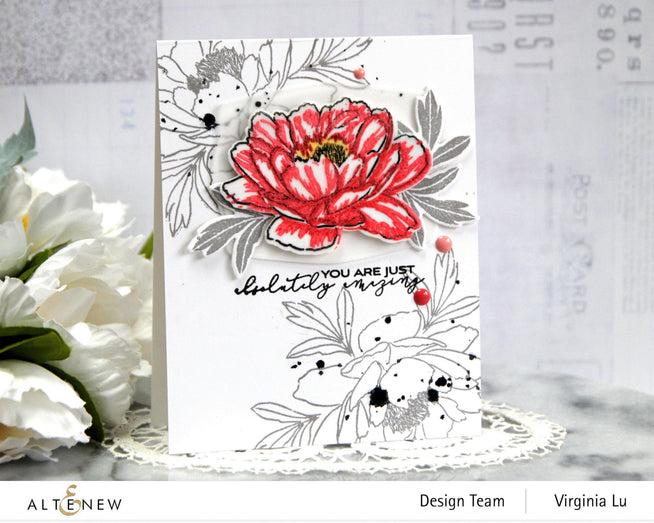 Altenew Build-A-Flower Set Build-A-Flower: Hawaiian Coral Layering Stamp & Die Set & Ink Bundle