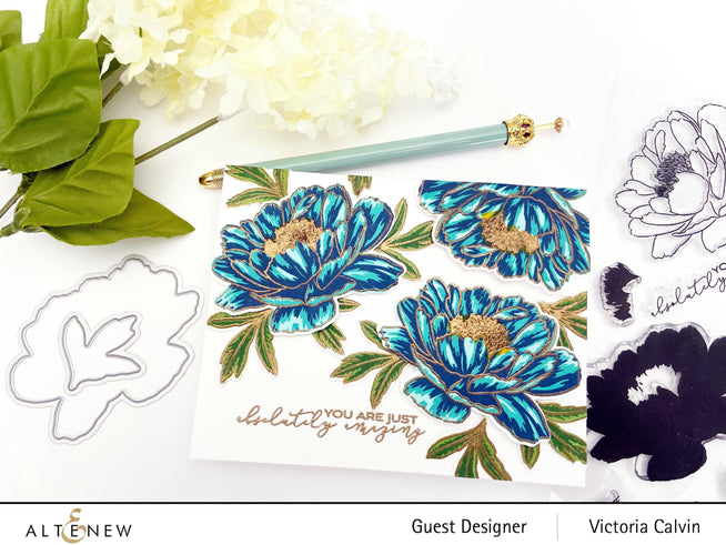 Altenew Build-A-Flower Set Build-A-Flower: Hawaiian Coral Layering Stamp & Die Set & Ink Bundle