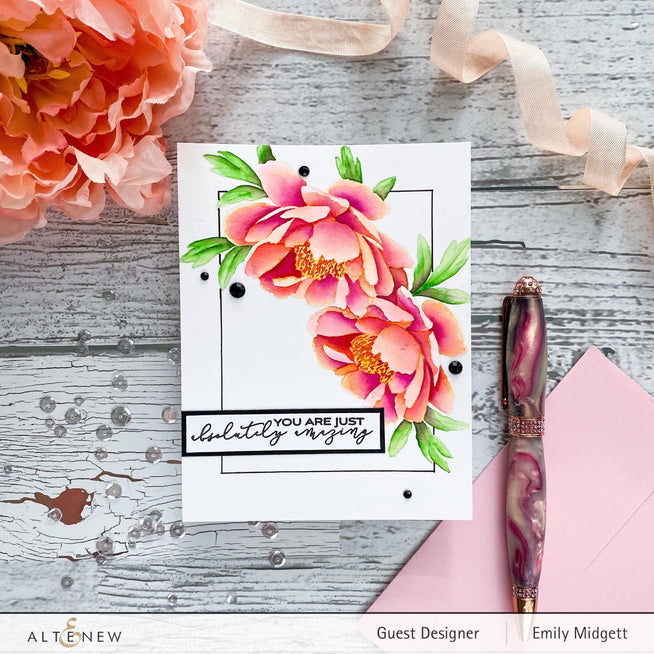 Altenew Build-A-Flower Set Build-A-Flower: Hawaiian Coral Layering Stamp & Die Set & Ink Bundle