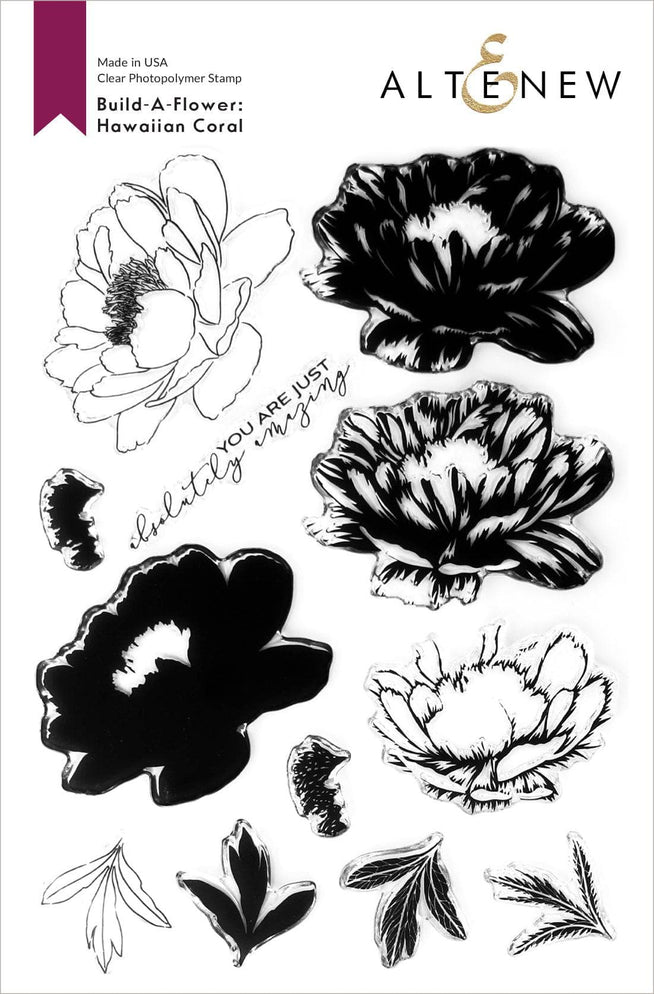 Altenew Build-A-Flower Set Build-A-Flower: Hawaiian Coral Layering Stamp & Die Set & Ink Bundle