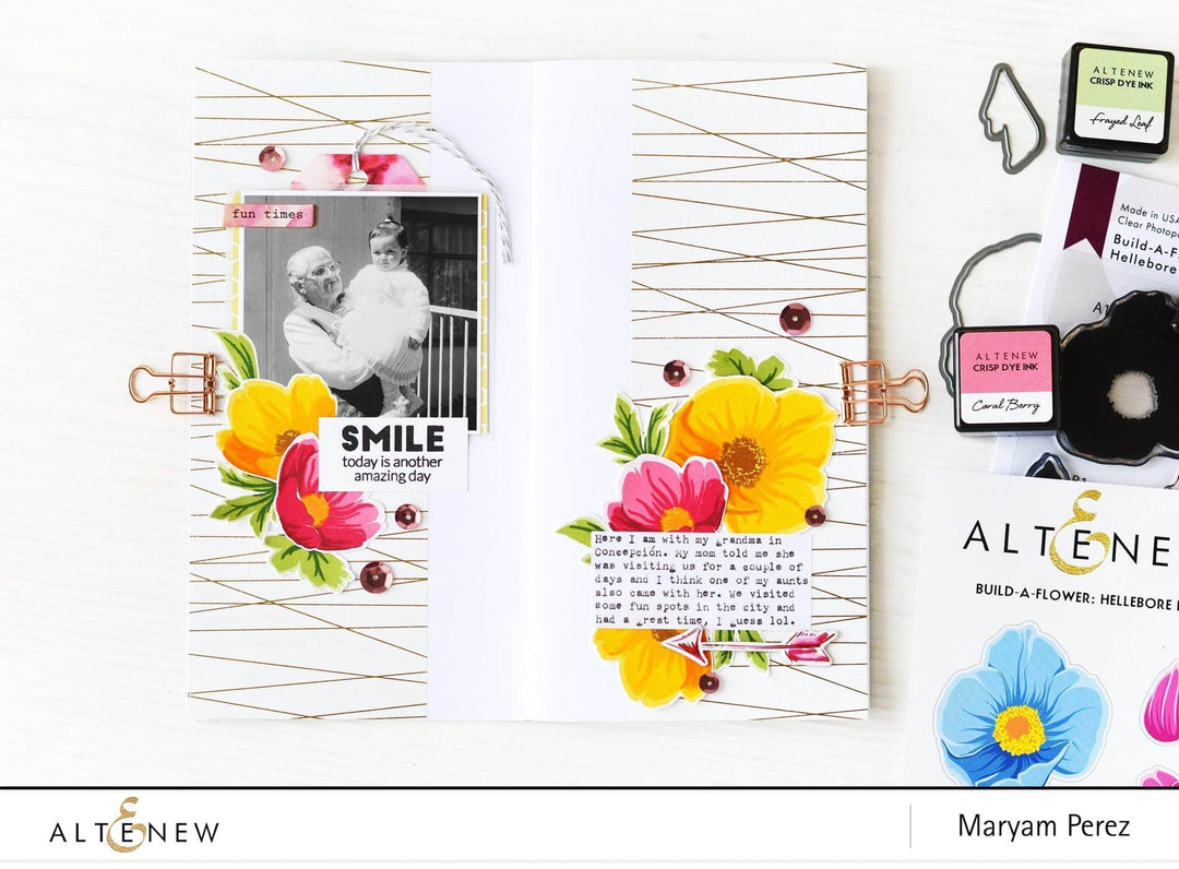 Altenew Build-A-Flower Set Z - Build-A-Flower: Hellebore Layering Stamp & Die Set & Ink Bundle