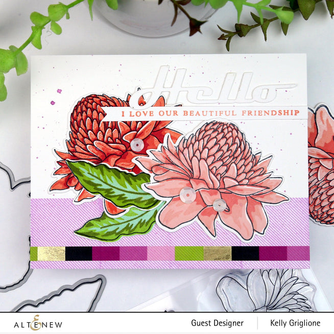 Altenew Build-A-Flower Set Build-A-Flower: Torch Ginger Layering Stamp & Die Set & Ink Bundle