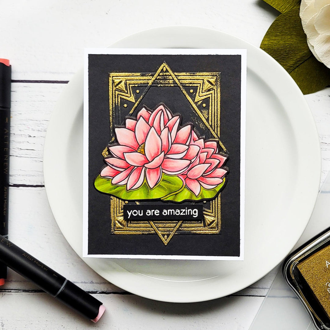 PMA Industries, Inc. Clear Stamps Lotus Frame Stamp Set