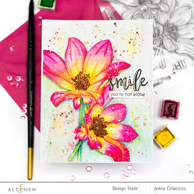Photocentric Clear Stamps Paint-A-Flower: Dahlia Bright Eyes Outline Stamp Set