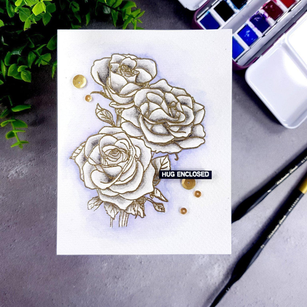 Photocentric Clear Stamps Paint-A-Flower: Rosa Floribunda Outline Stamp Set