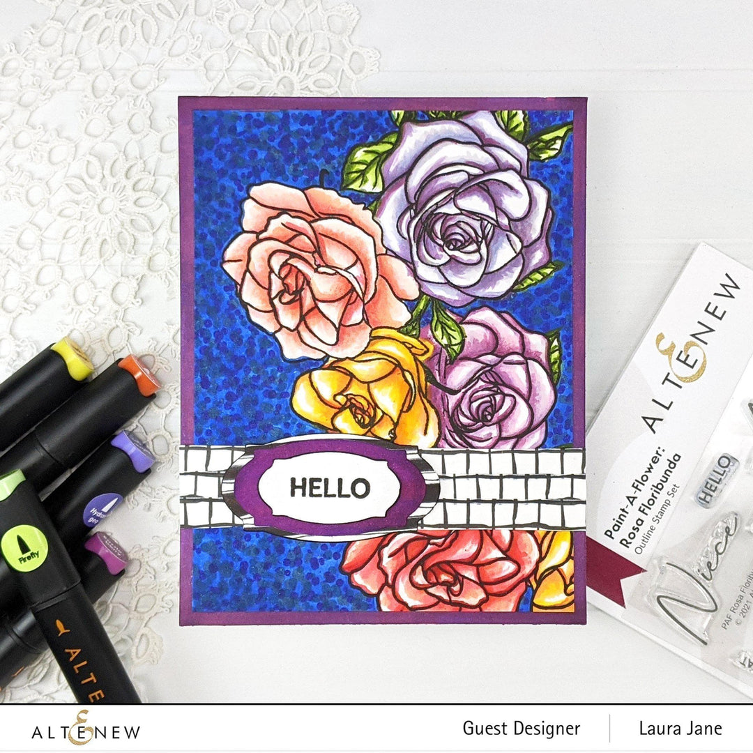 Photocentric Clear Stamps Paint-A-Flower: Rosa Floribunda Outline Stamp Set