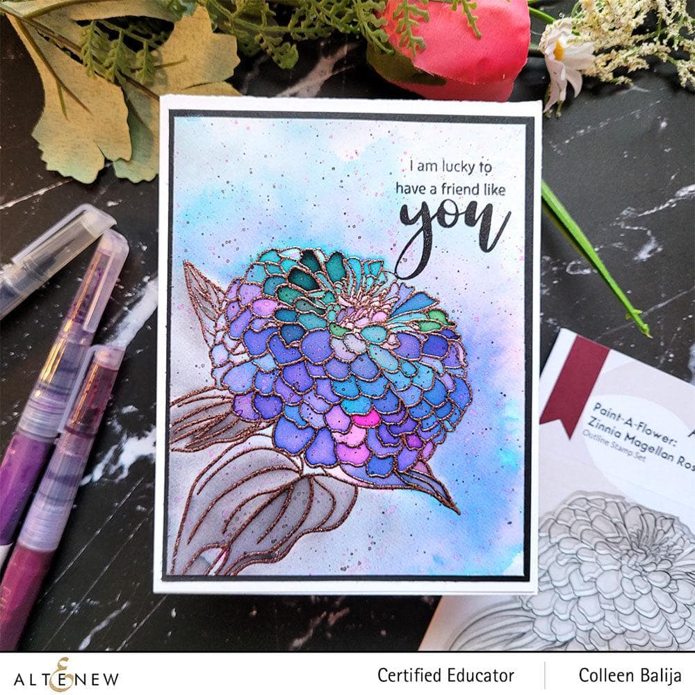 Photocentric Clear Stamps Paint-A-Flower: Zinnia Magellan Rose Outline Stamp Set