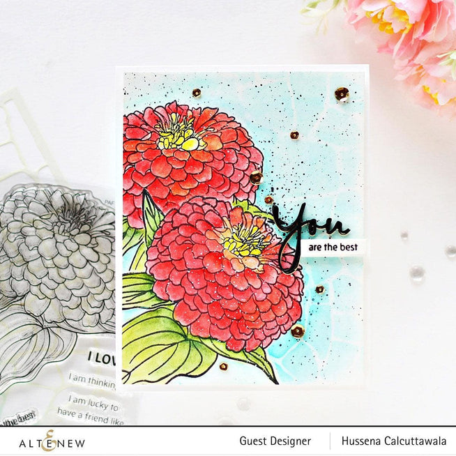Photocentric Clear Stamps Paint-A-Flower: Zinnia Magellan Rose Outline Stamp Set
