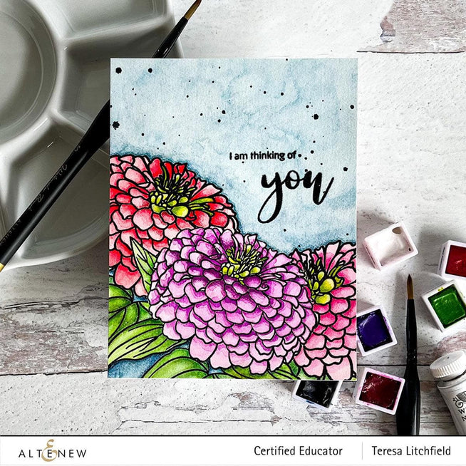 Photocentric Clear Stamps Paint-A-Flower: Zinnia Magellan Rose Outline Stamp Set