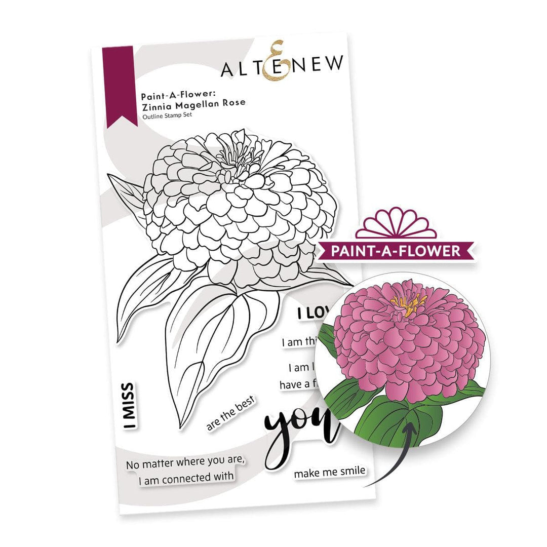 Photocentric Clear Stamps Paint-A-Flower: Zinnia Magellan Rose Outline Stamp Set