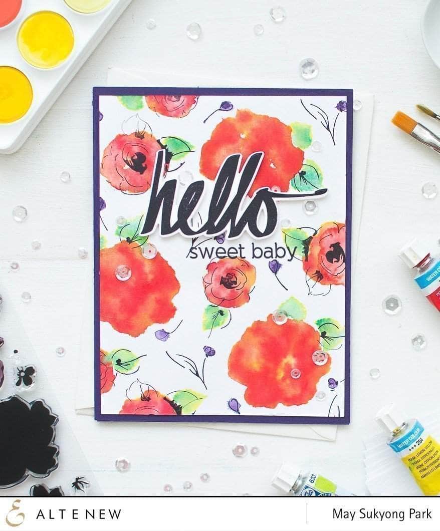 Photocentric Clear Stamps Painted Flowers Stamp Set