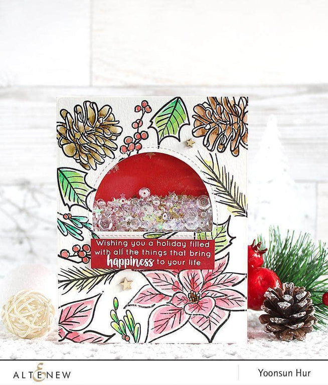 Photocentric Clear Stamps Poinsettia & Pine Stamp Set