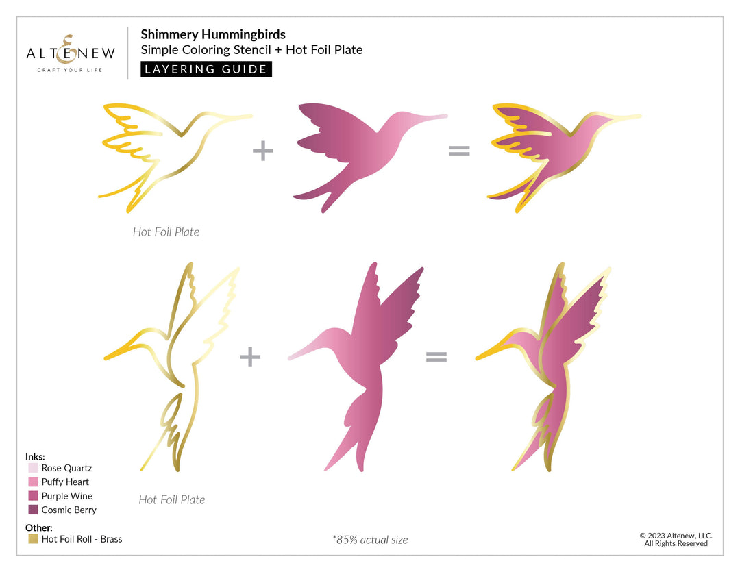 Altenew Die & Stencil & Hot Foil Plate Bundle Shimmery Hummingbirds