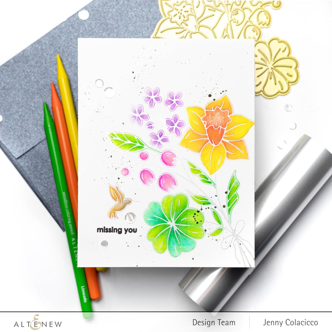 Altenew Hot Foil Plate & Stencil Bundle Morning Blooms Hot Foil Plate & Stencil Bundle
