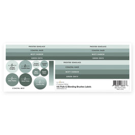 Ink Pads & Blending Brushes Label Set - Coastal Mist
