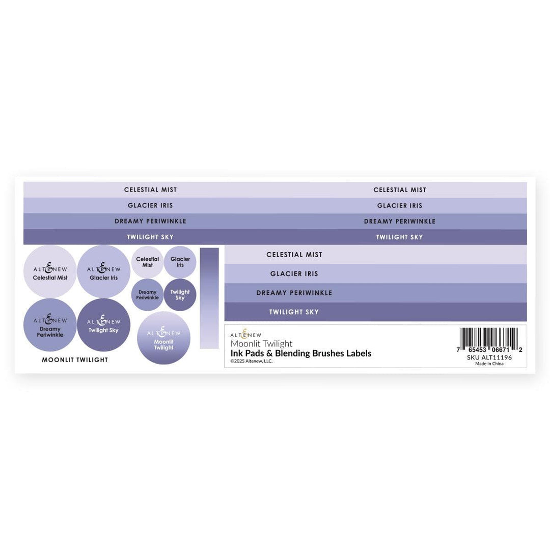 Ink Pads & Blending Brushes Label Set - Moonlit Twilight