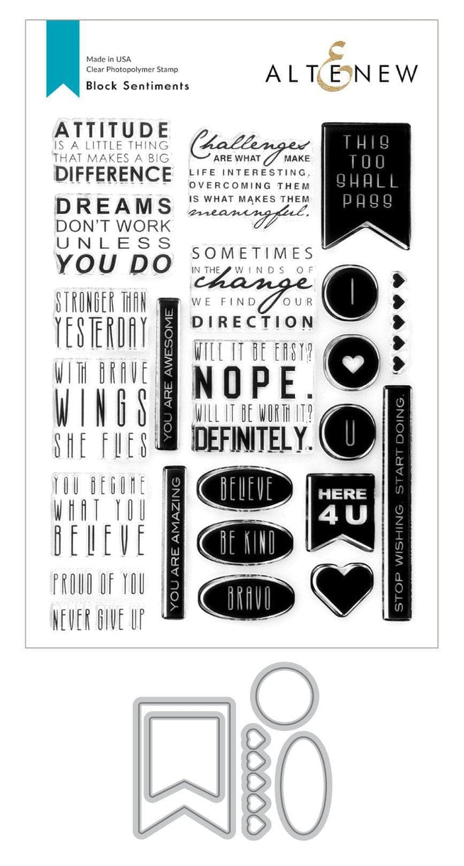 Altenew | Card Making, Scrapbooking & Paper-Crafting Supplies! Stamp & Die Bundle Block Sentiments Stamp & Die Bundle