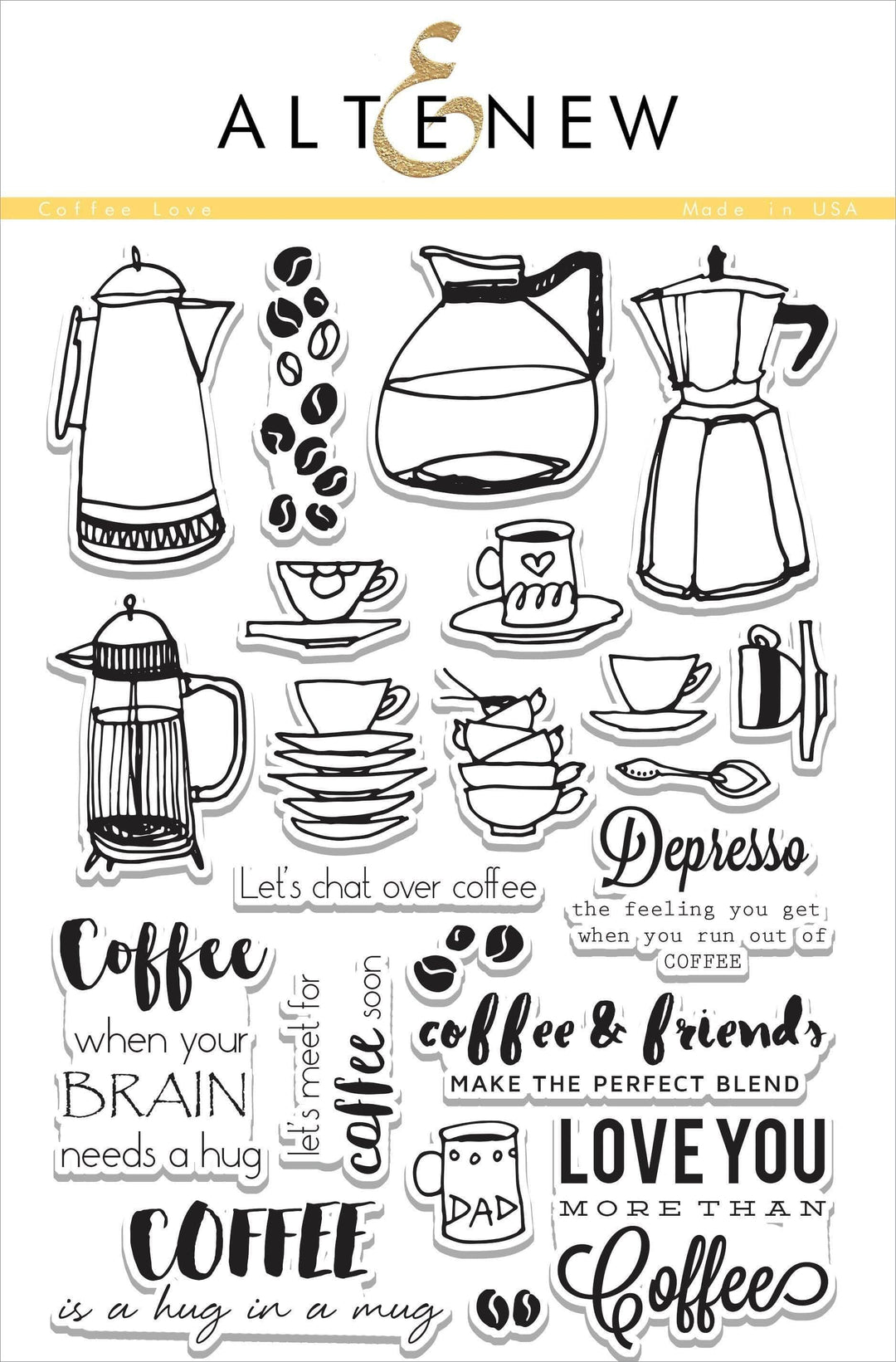 Altenew Stamp & Die Bundle Coffee Love