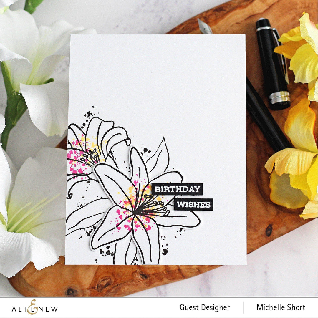 Altenew Stamp & Die & Stencil Bundle Inky Lily Stamp & Die & Coloring Stencil Bundle