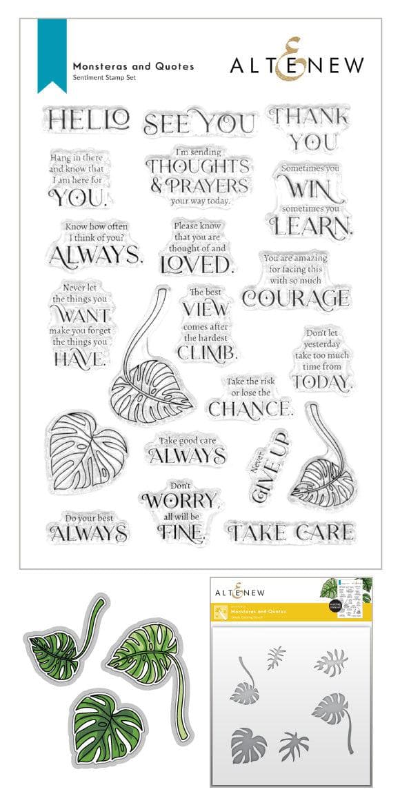 Altenew Stamp & Die & Stencil Bundle Monsteras and Quotes Stamp & Die & Stencil Bundle