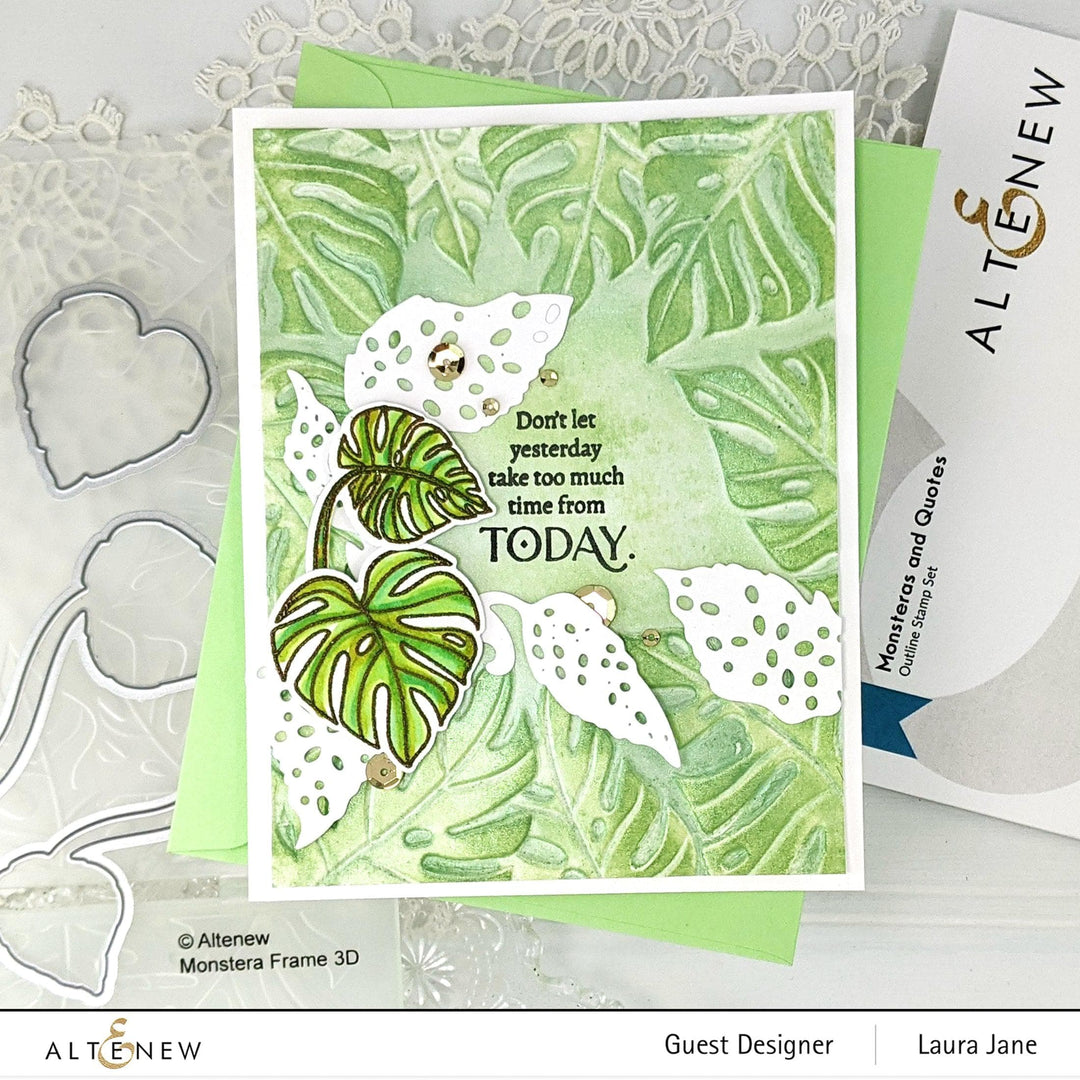 Altenew Stamp & Die & Stencil Bundle Monsteras and Quotes Stamp & Die & Stencil Bundle
