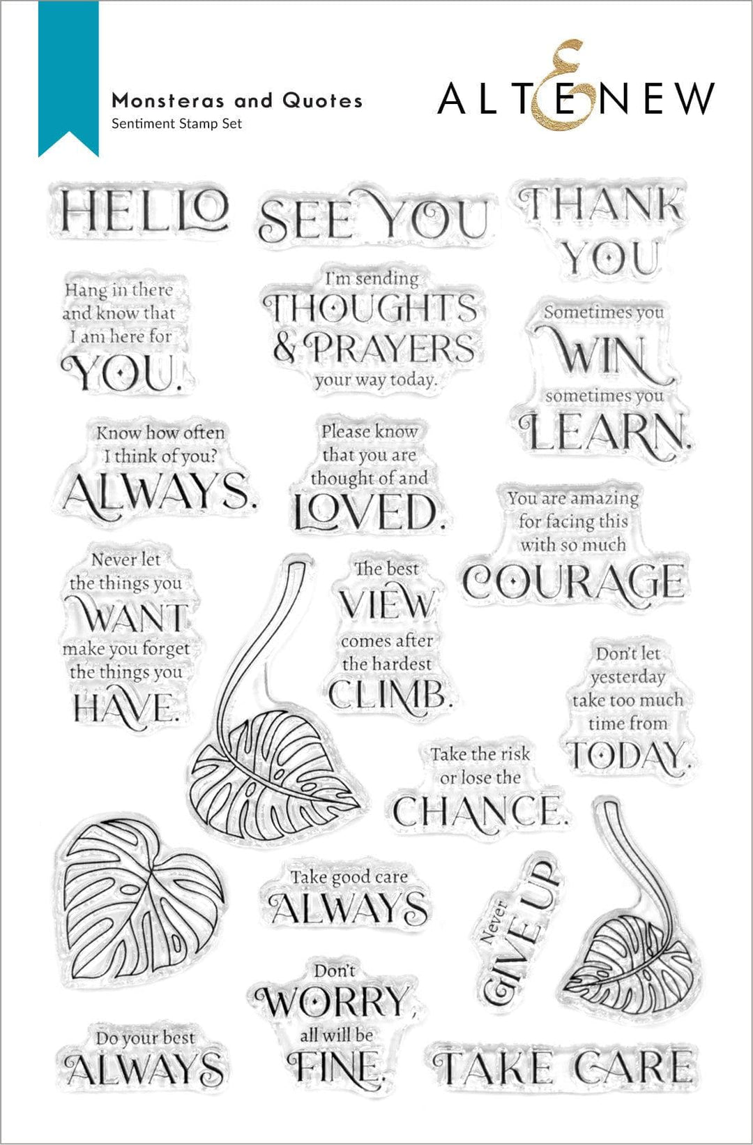 Altenew Stamp & Die & Stencil Bundle Monsteras and Quotes Stamp & Die & Stencil Bundle
